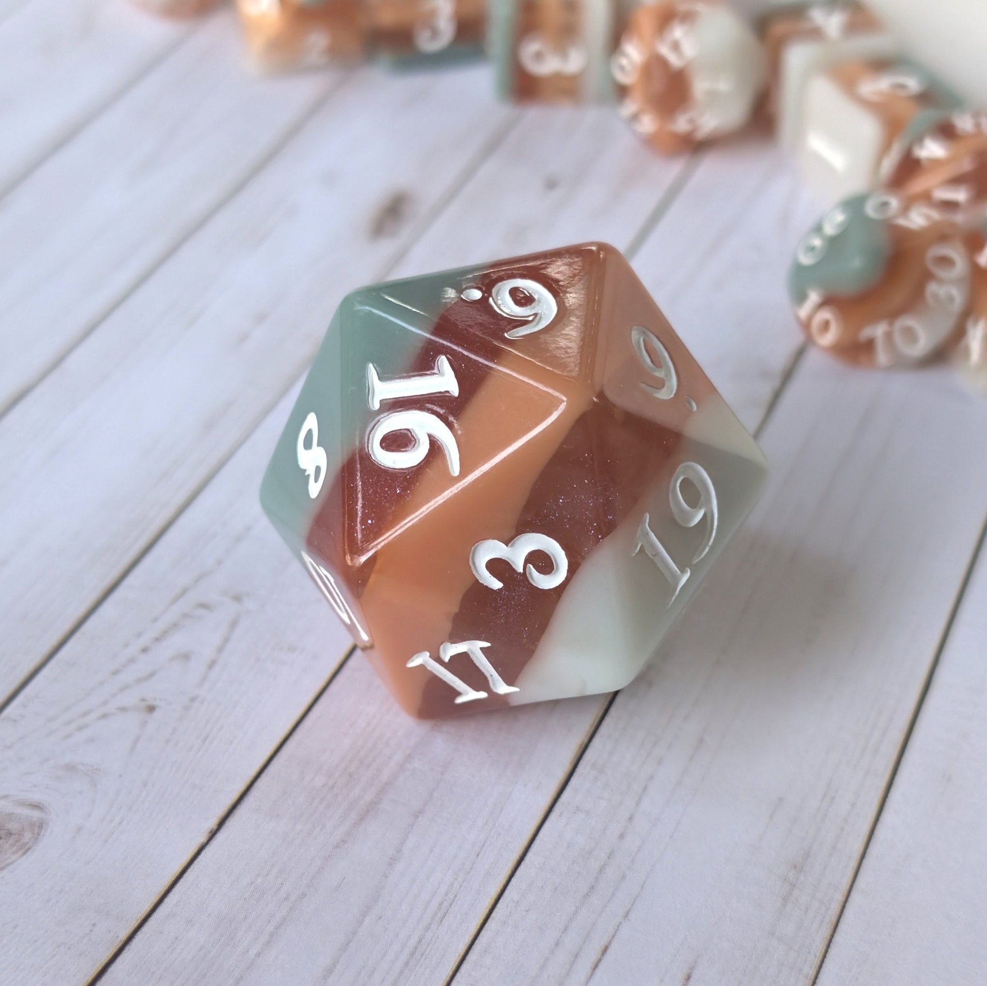 Horizons - Layered Earth Tone Large D20 Dice Fennek and Finch