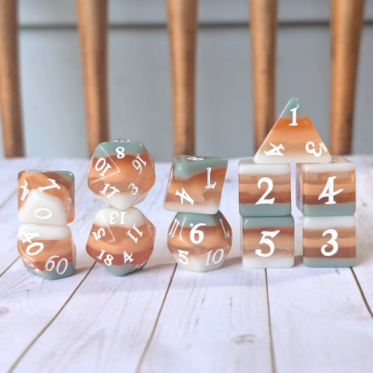 Horizons - Layered Earth Tone Resin 11 Piece Dice Set - Fennek and Finch