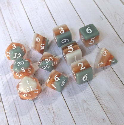 Horizons - Layered Earth Tone Resin 11 Piece Dice Set Dice Set Fennek and Finch
