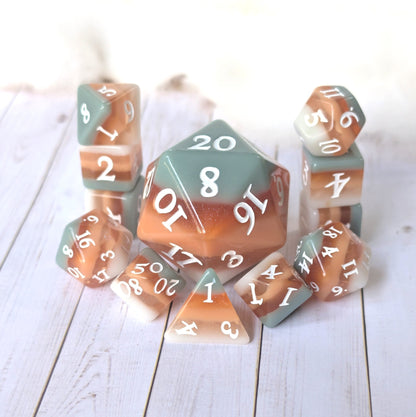 Horizons - Layered Earth Tone Resin 11 Piece Dice Set Dice Set Fennek and Finch