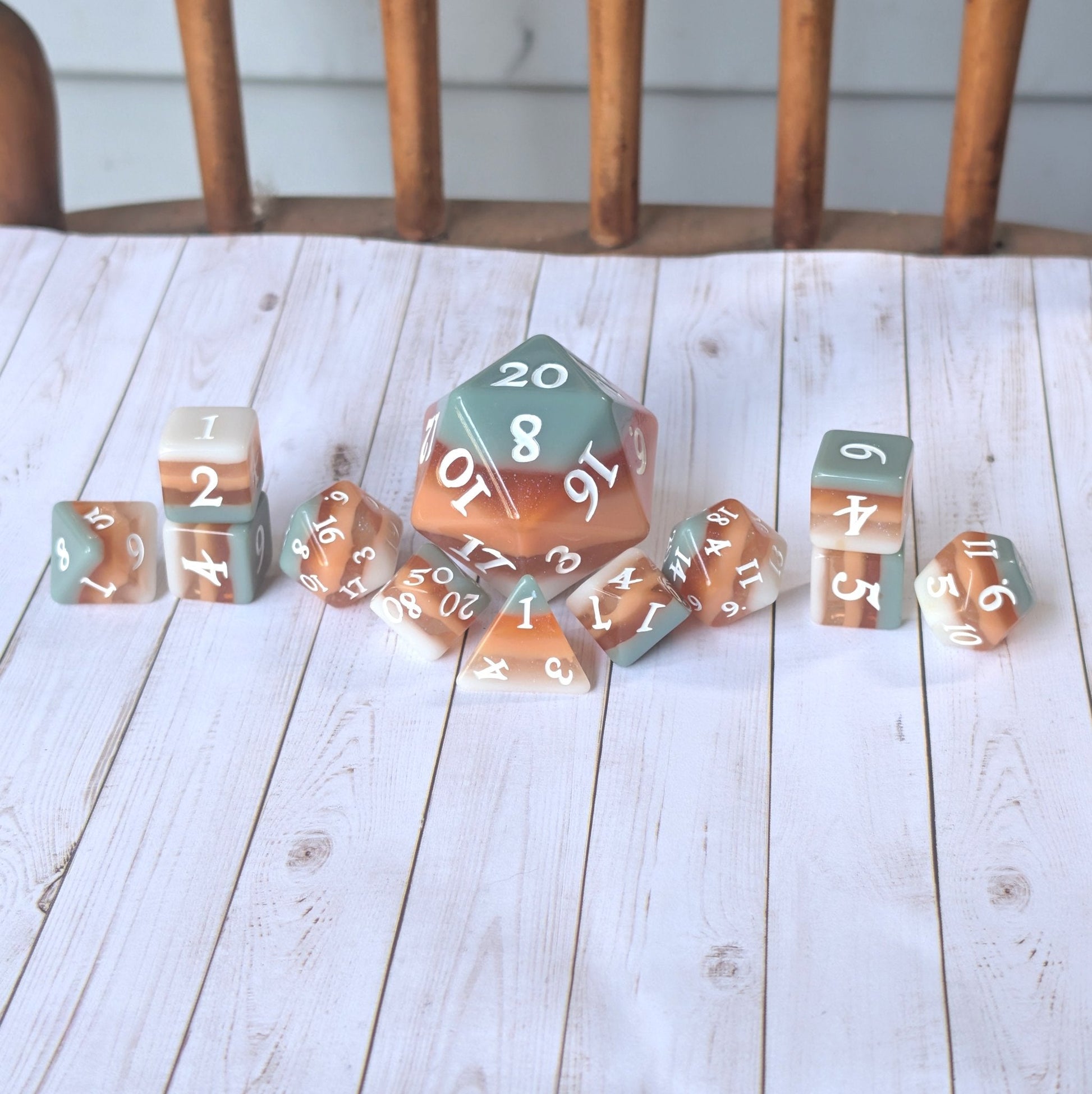 Horizons - Layered Earth Tone Resin 11 Piece Dice Set Dice Set Fennek and Finch