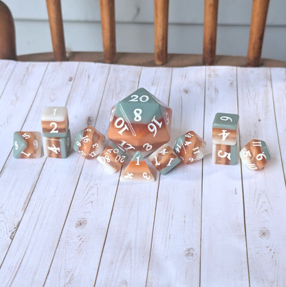 Horizons - Layered Earth Tone Resin 11 Piece Dice Set Dice Set Fennek and Finch