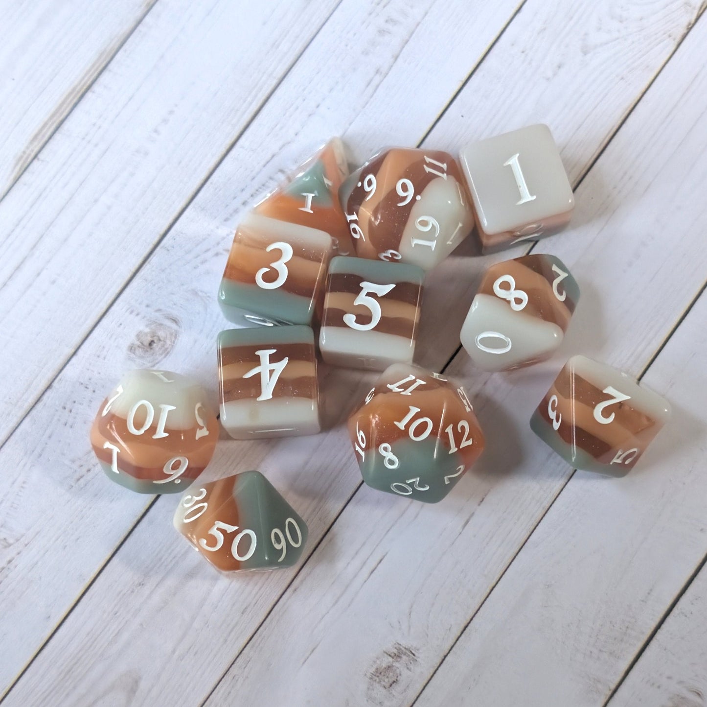Horizons - Layered Earth Tone Resin 11 Piece Dice Set Dice Set Fennek and Finch