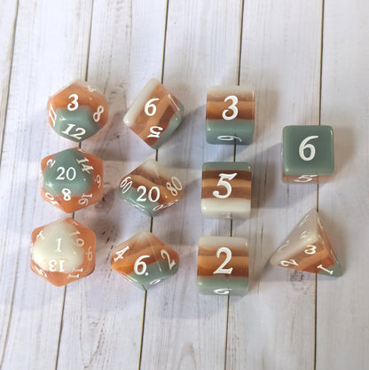 Horizons - Layered Earth Tone Resin 11 Piece Dice Set Dice Set Fennek and Finch