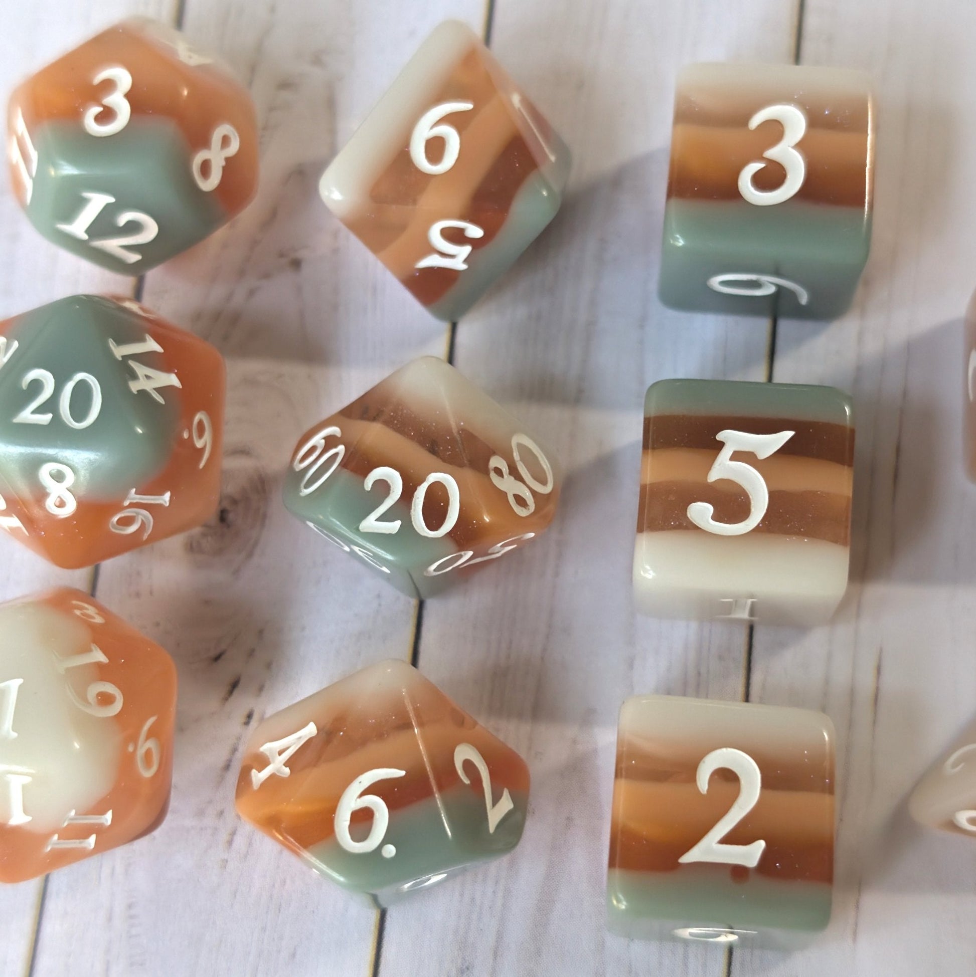 Horizons - Layered Earth Tone Resin 11 Piece Dice Set Dice Set Fennek and Finch