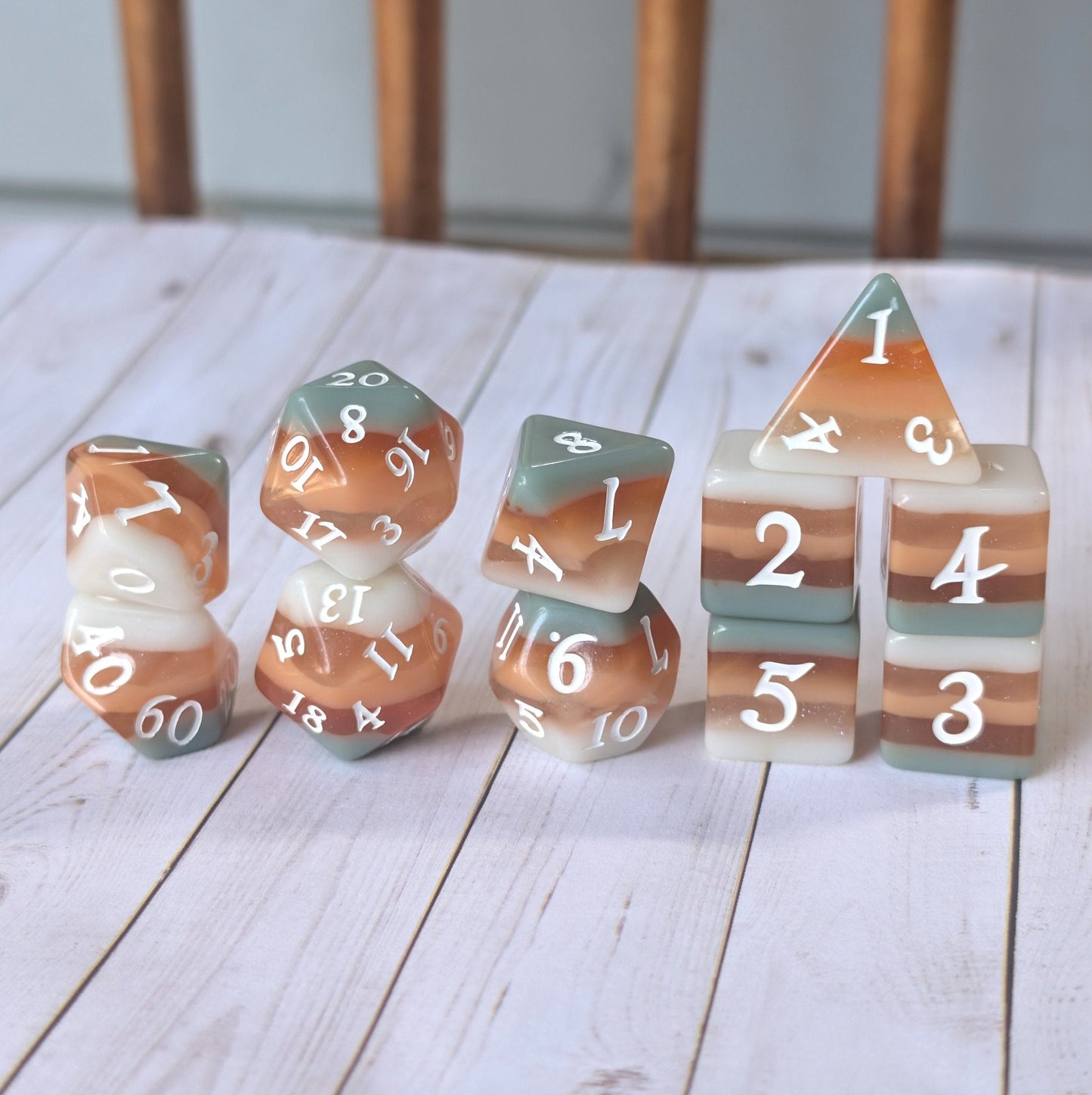 Horizons - Layered Earth Tone Resin 11 Piece Dice Set Dice Set Fennek and Finch