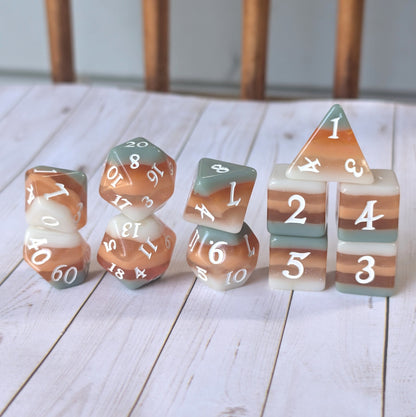 Horizons - Layered Earth Tone Resin 11 Piece Dice Set Dice Set Fennek and Finch