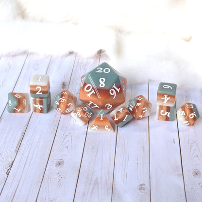 Horizons - Layered Earth Tone Resin 11 Piece Dice Set Dice Set Fennek and Finch