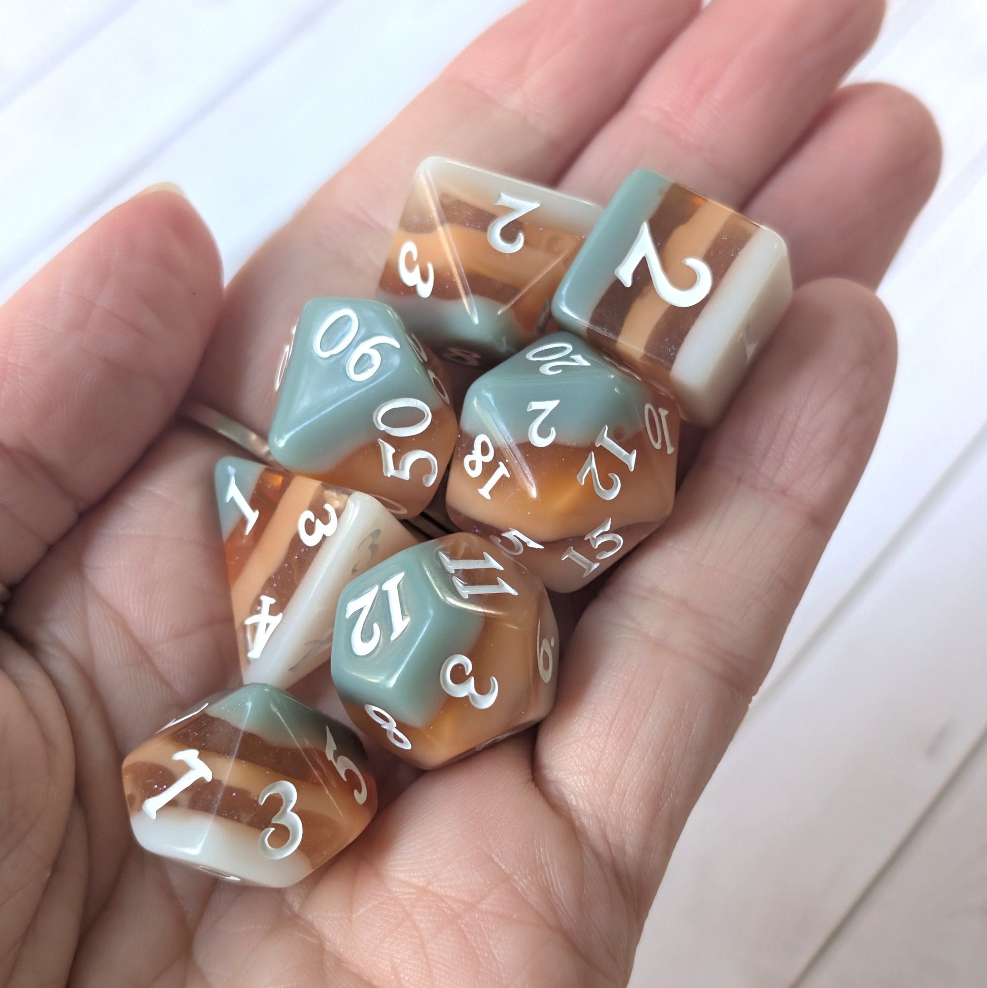 Horizons - Layered Earth Tone Resin 7 Piece Dice Set Dice Set Fennek and Finch