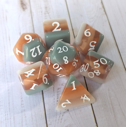 Horizons - Layered Earth Tone Resin 7 Piece Dice Set Dice Set Fennek and Finch