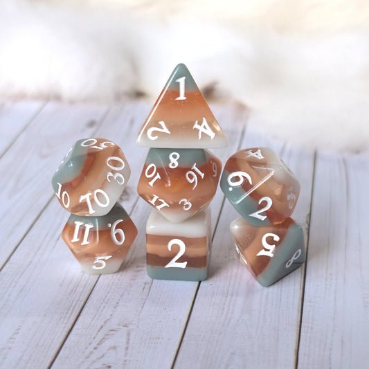 Horizons - Layered Earth Tone Resin 7 Piece Dice Set - Fennek and Finch