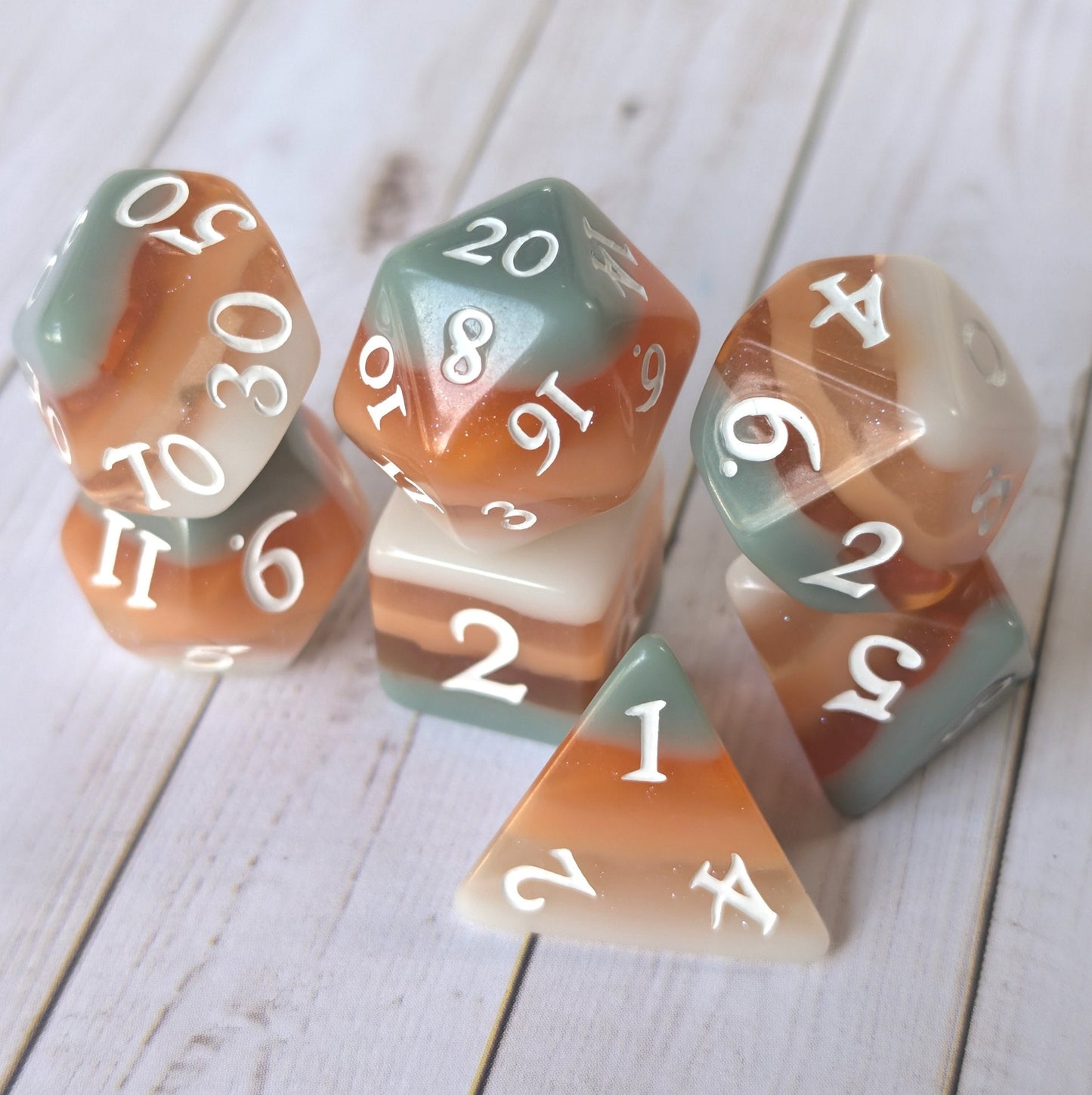 Horizons - Layered Earth Tone Resin 7 Piece Dice Set Dice Set Fennek and Finch