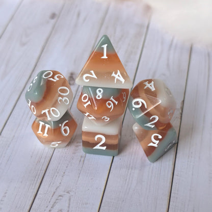 Horizons - Layered Earth Tone Resin 7 Piece Dice Set Dice Set Fennek and Finch