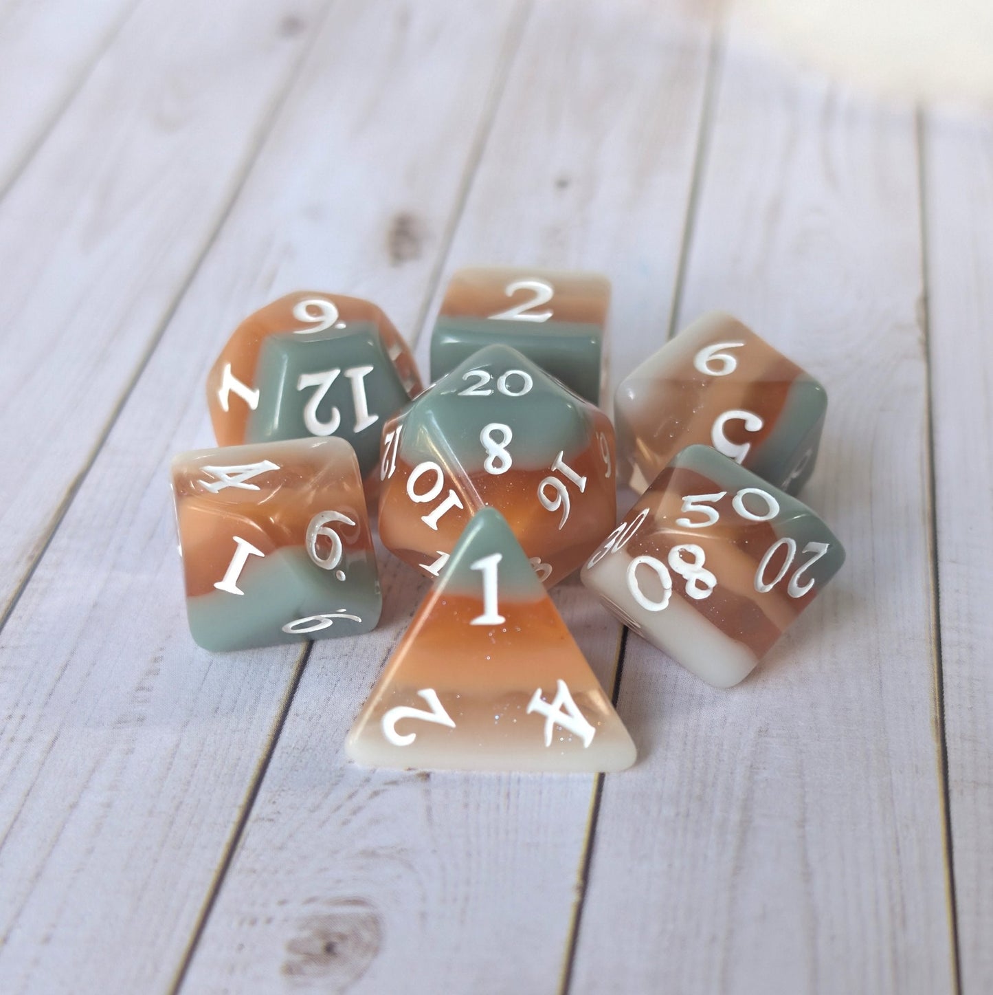 Horizons - Layered Earth Tone Resin 7 Piece Dice Set Dice Set Fennek and Finch
