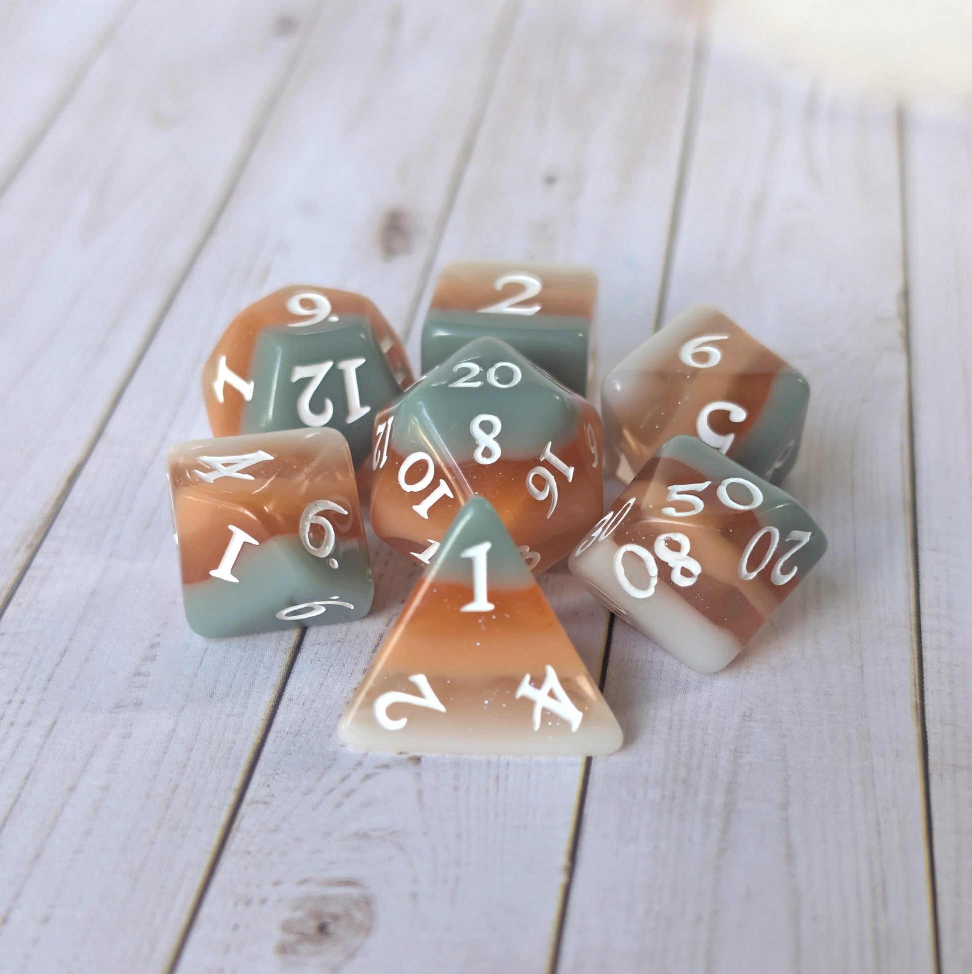 Horizons - Layered Earth Tone Resin 7 Piece Dice Set Dice Set Fennek and Finch