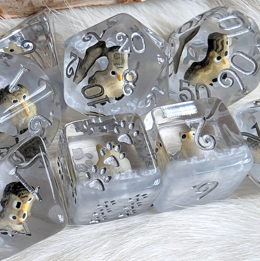 Horned Owl Dice Set – 8-Piece Animal DnD Dice with Paw D6 | Fennek & Finch Dice Sets & Games Fennek and Finch