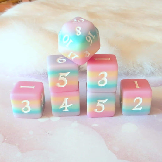 Dazed and Dreamy Pastel Rainbow D6 Dice – D6 Dice Set Fennek & Finch