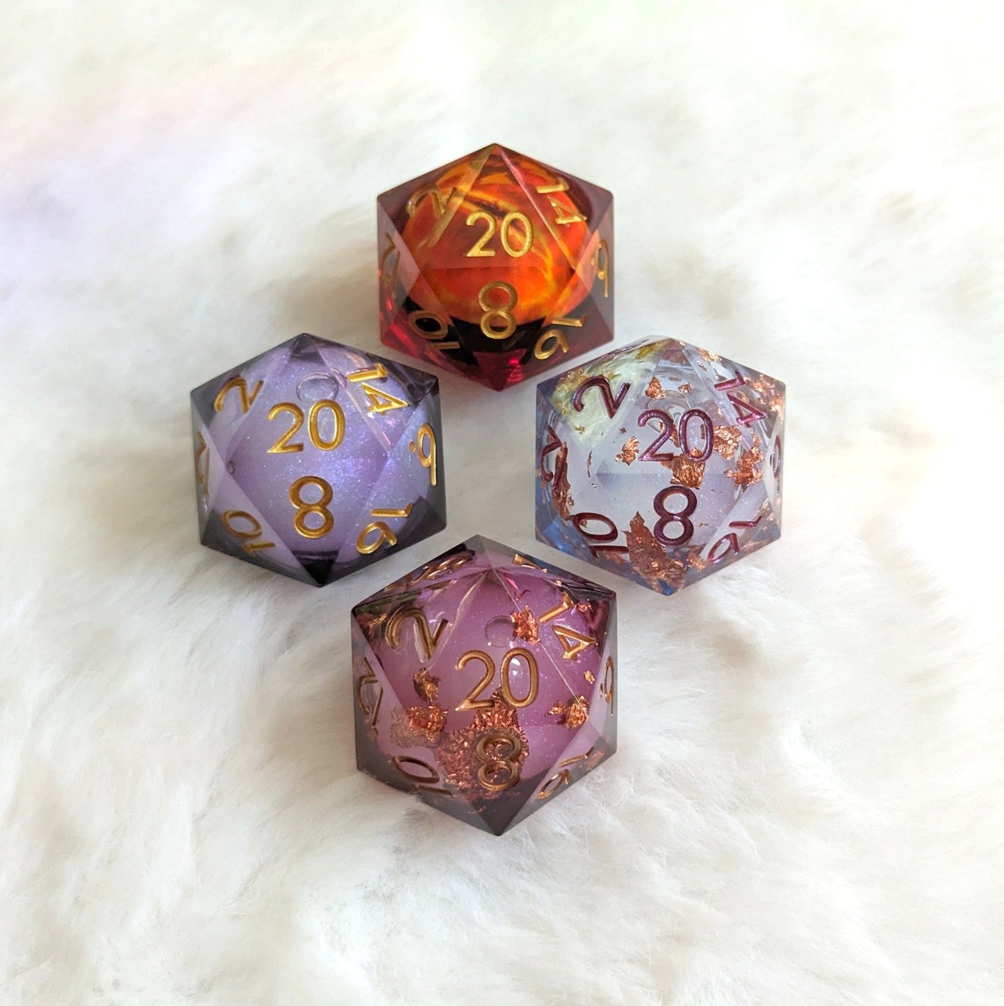 Large D20 Liquid Core – 1.5" Glitter Shimmer DnD Die - Fennek and Finch