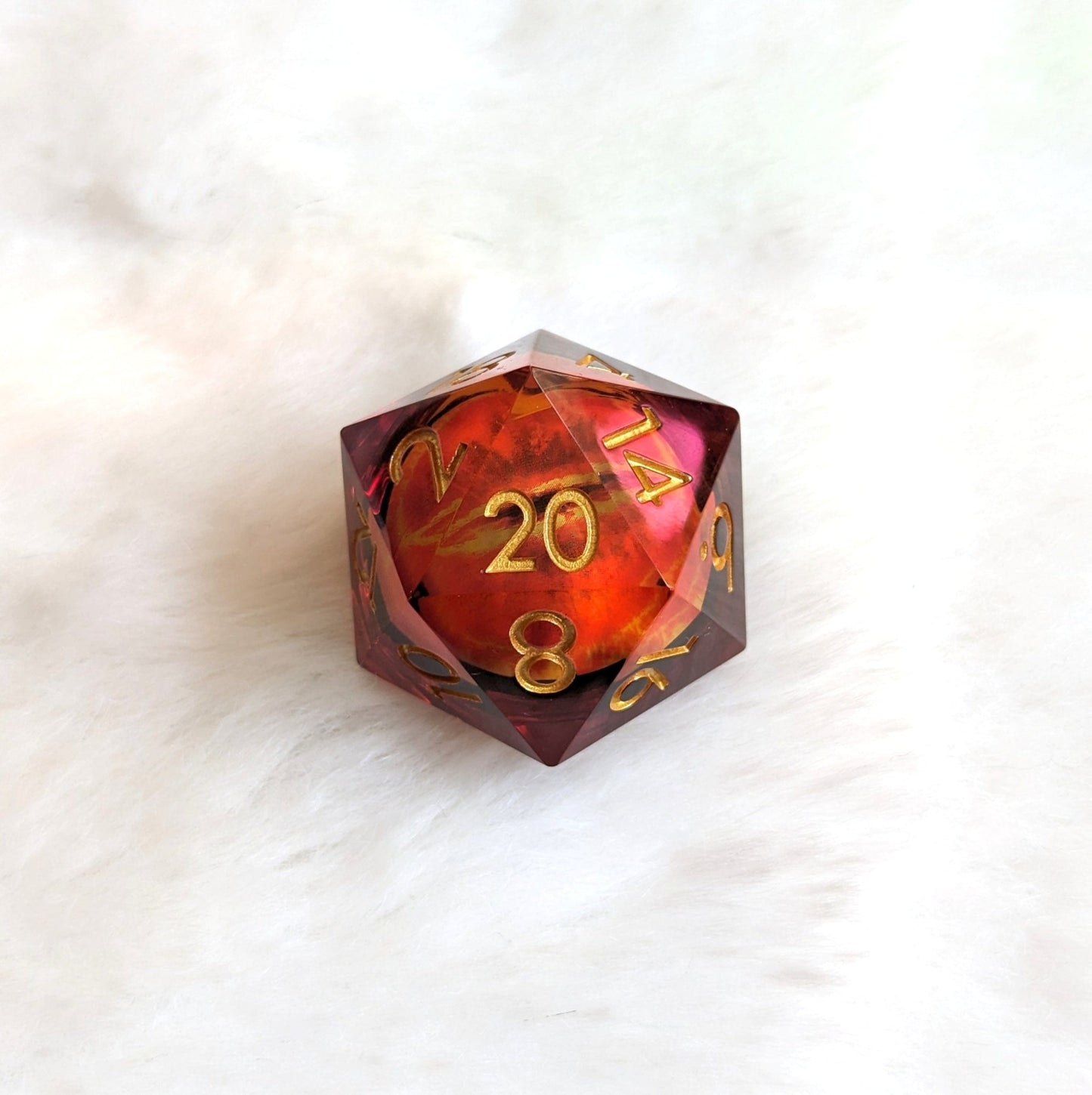 Large D20 Liquid Core – 1.5" Glitter Shimmer DnD Die - Fennek and Finch