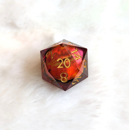 Large D20 Liquid Core – 1.5" Glitter Shimmer DnD Die - Fennek and Finch