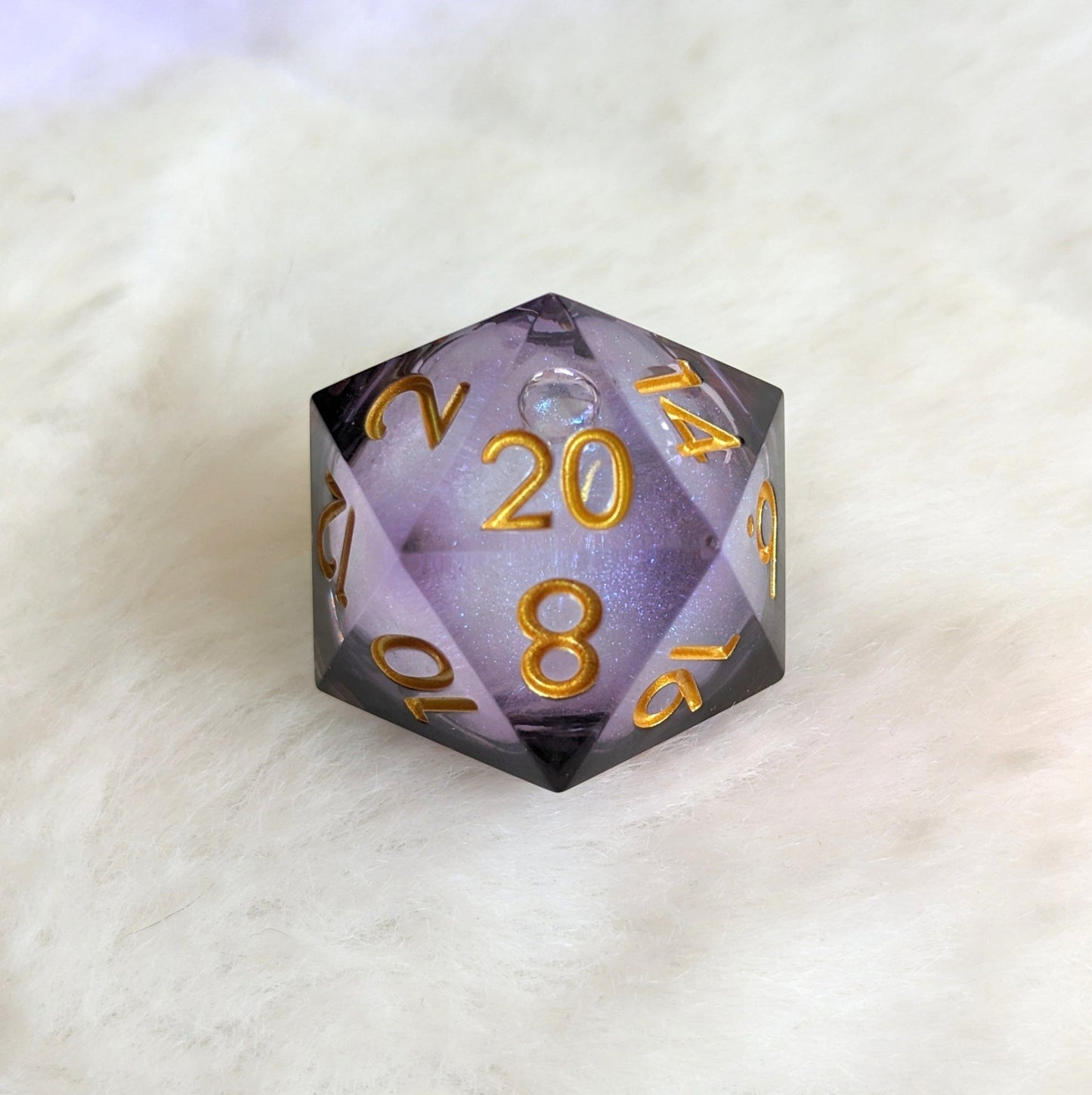 Large D20 Liquid Core – 1.5" Glitter Shimmer DnD Die - Fennek and Finch