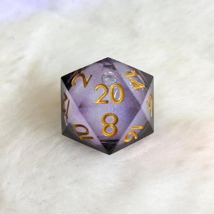 Large D20 Liquid Core – 1.5" Glitter Shimmer DnD Die - Fennek and Finch