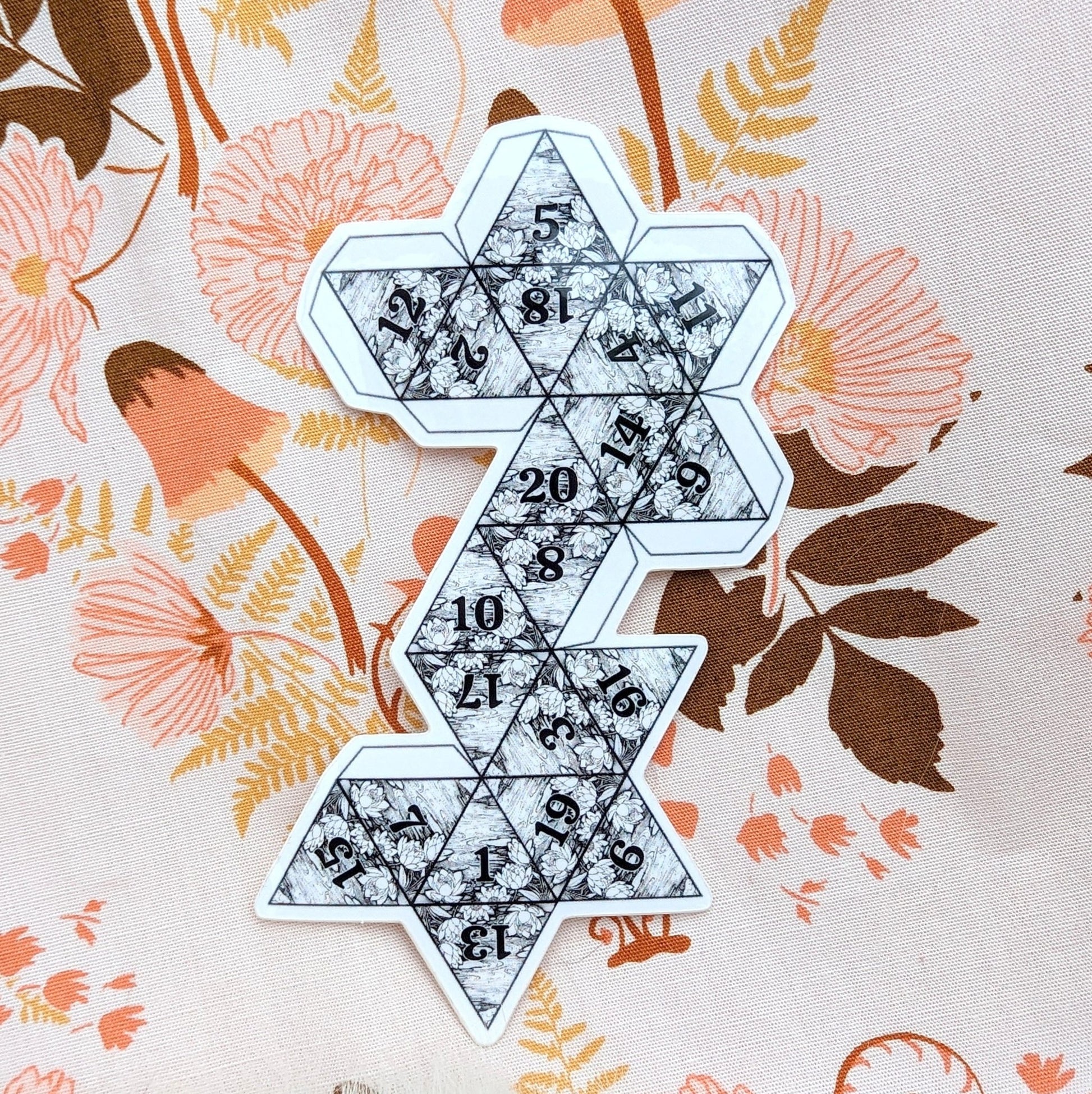 Lily Pad D20 2D Sticker – 4" x 2.5" Black White Water Vinyl Decal - Fennek and Finch