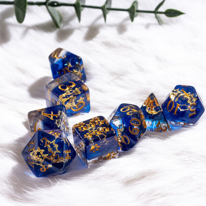 Moon and Stars Dice Set – 8-Piece Glittering Night Sky | Fennek & Finch Dice sets Fennek and Finch