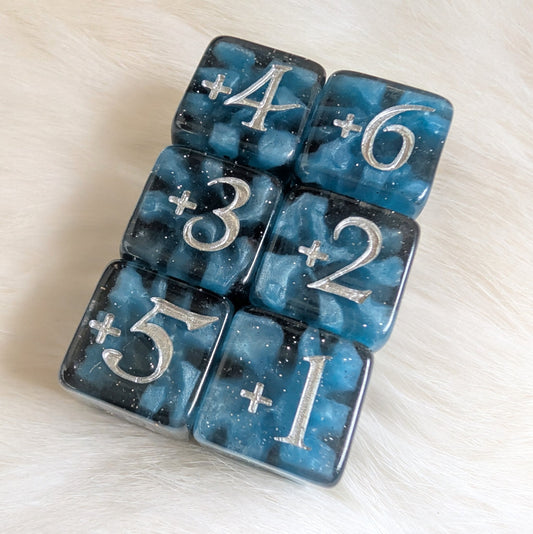 Mystic Mind - Black Blue 6 D6 Positive Counters - Fennek and Finch