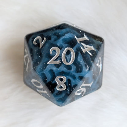 Mystic Mind - Black Blue Large D20 Dice Fennek and Finch