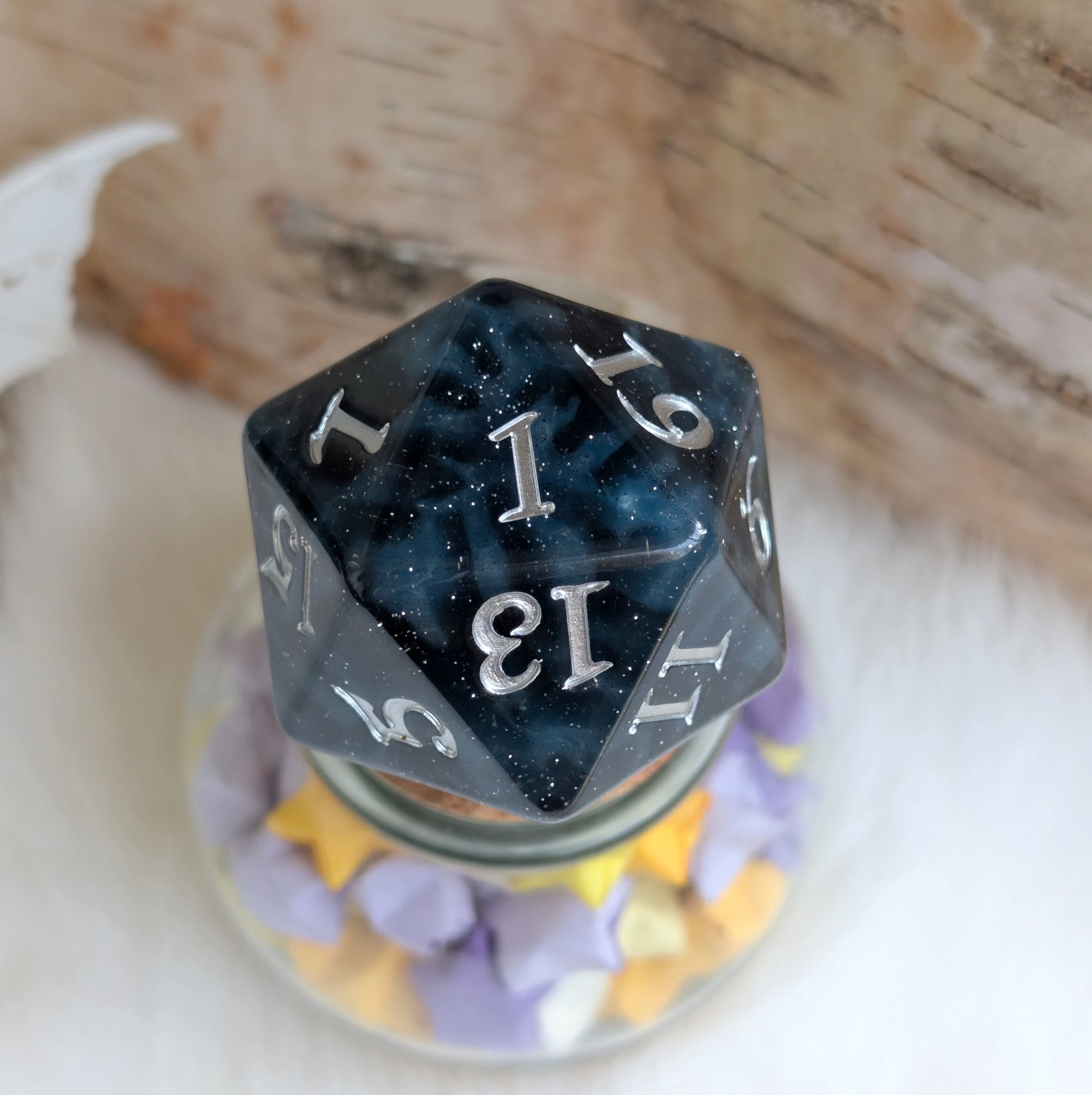 Mystic Mind - Black Blue Large D20 Dice Fennek and Finch