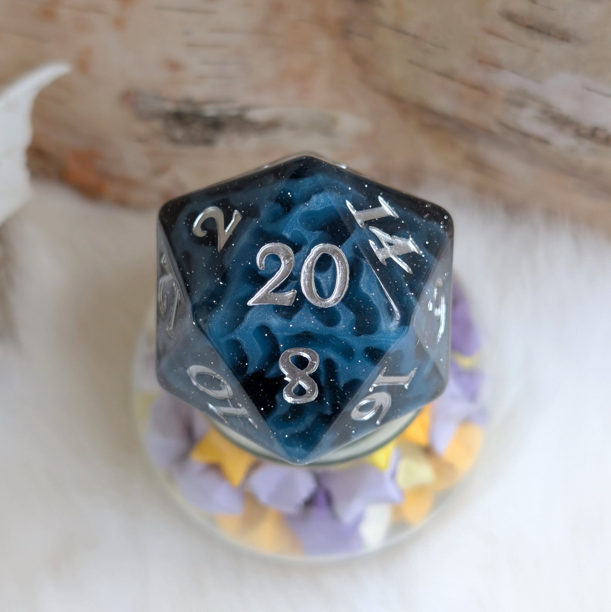 Mystic Mind - Black Blue Large D20 Dice Fennek and Finch