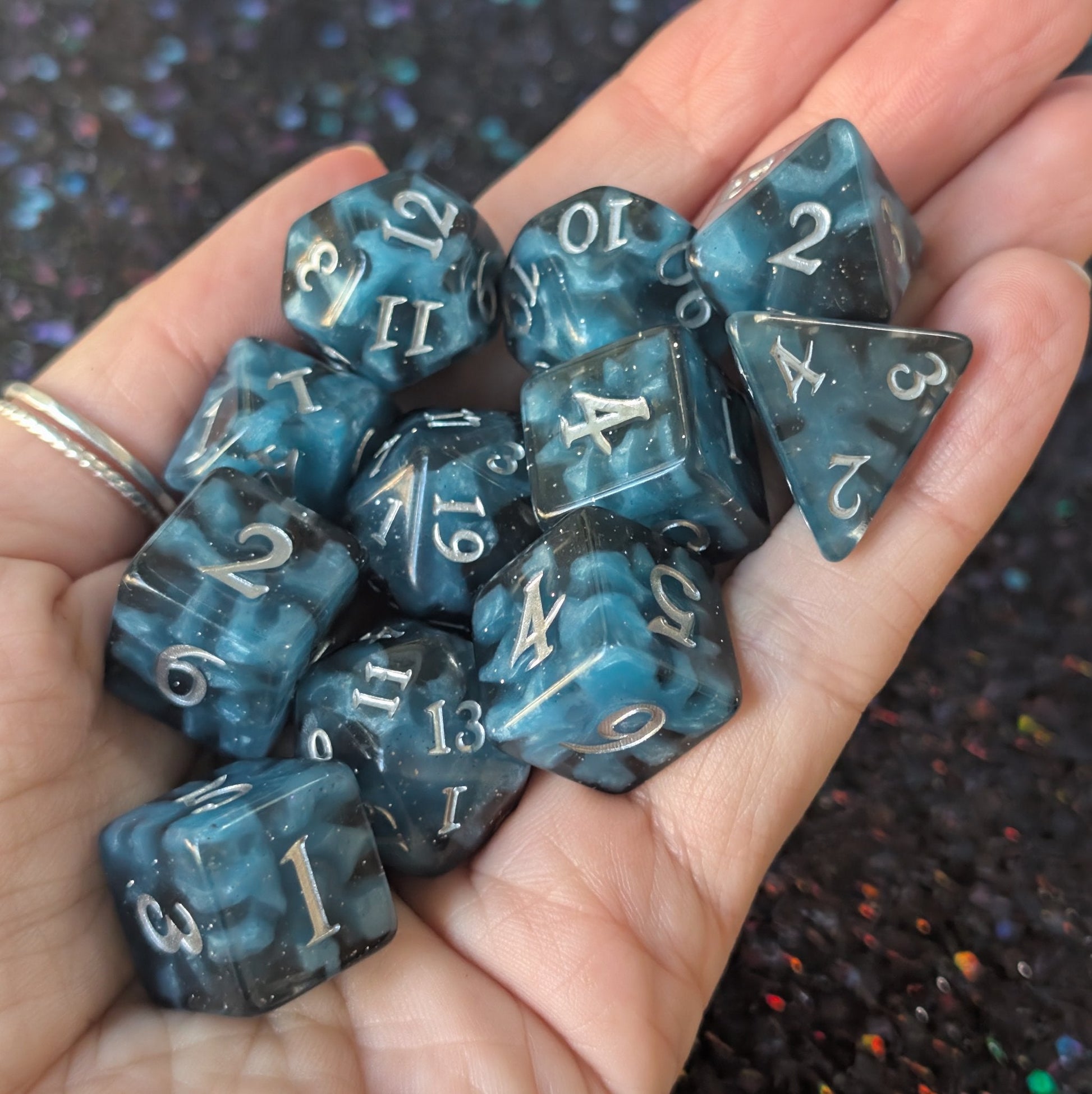 Mystic Mind - Black Blue Resin Dice Set (11-Piece) Dice Set Fennek and Finch