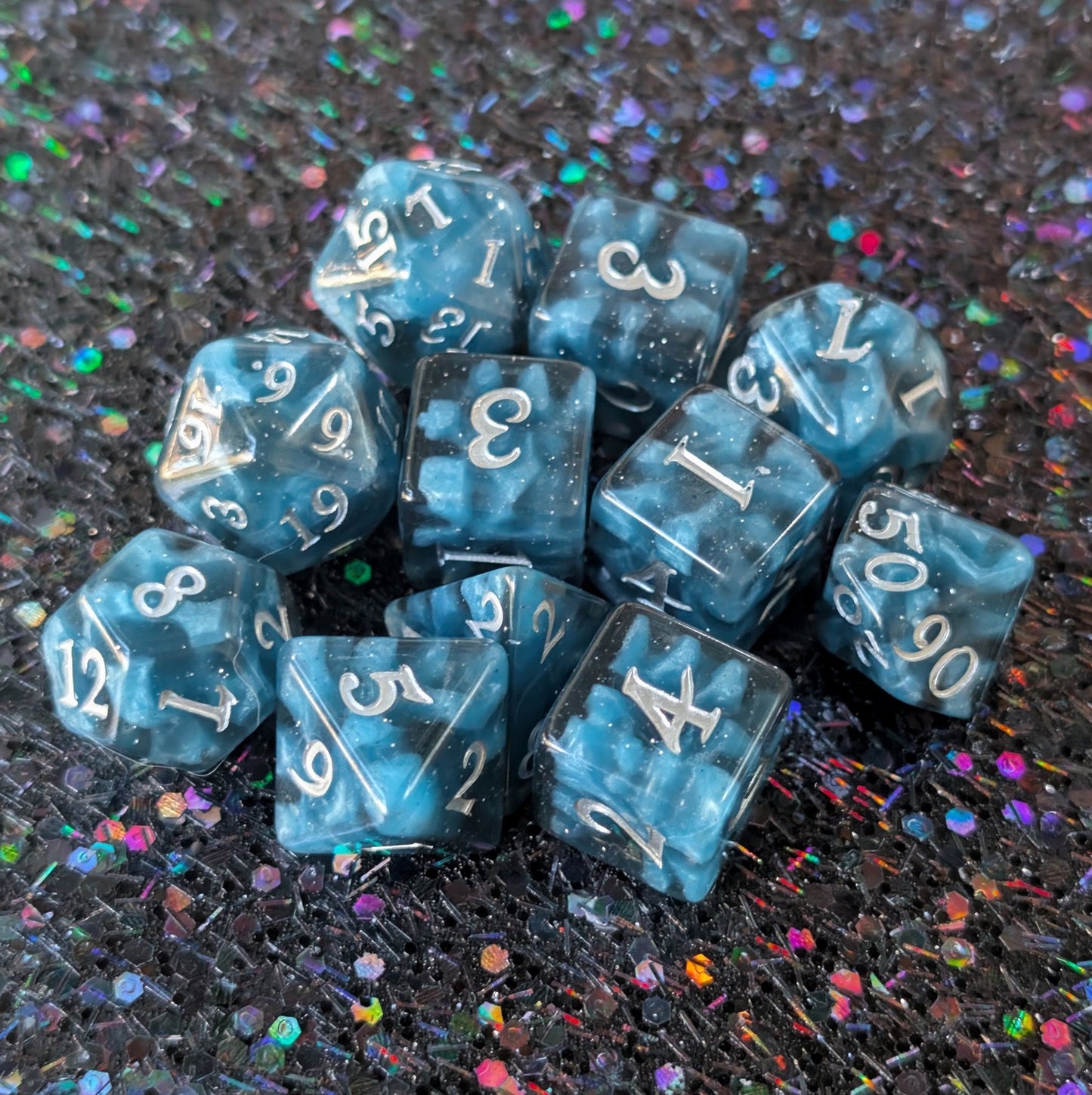 Mystic Mind - Black Blue Resin Dice Set (11-Piece) Dice Set Fennek and Finch