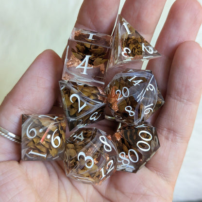 Pine Cone and Feather Wisp Dice Set