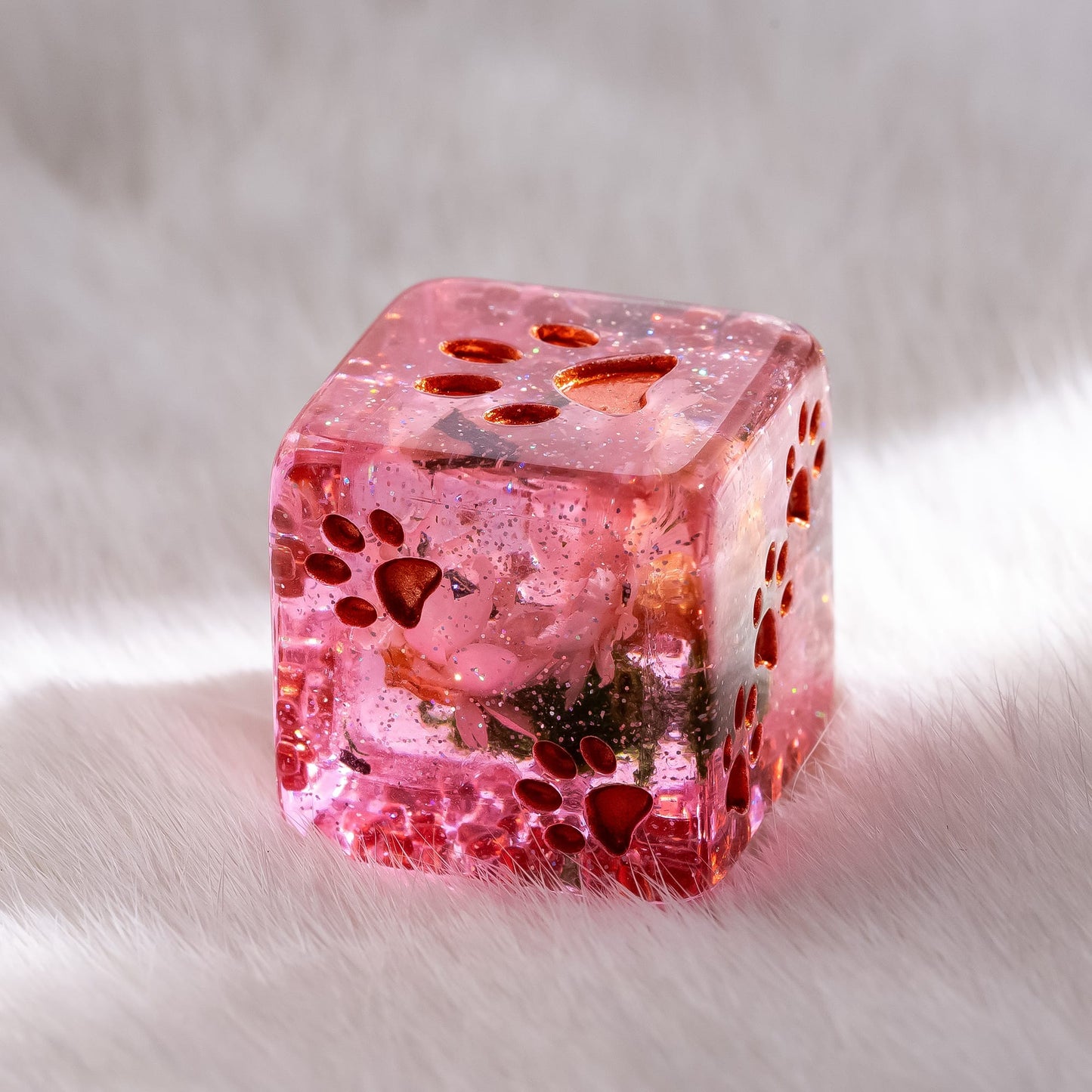 Pink Flowers and Moss DnD Dice Set – 8-Piece with Real Botanicals | Fennek & Finch Dice Sets & Games Fennek and Finch