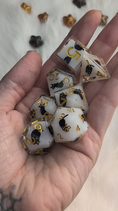 Tiny Menace Black Cat DnD Dice Set