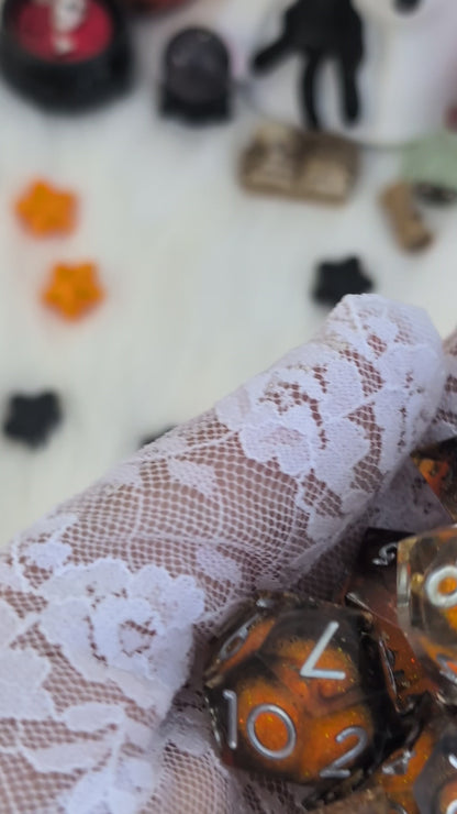 Halloween Liquid Core DnD Dice Set - Pumpkin Pyre