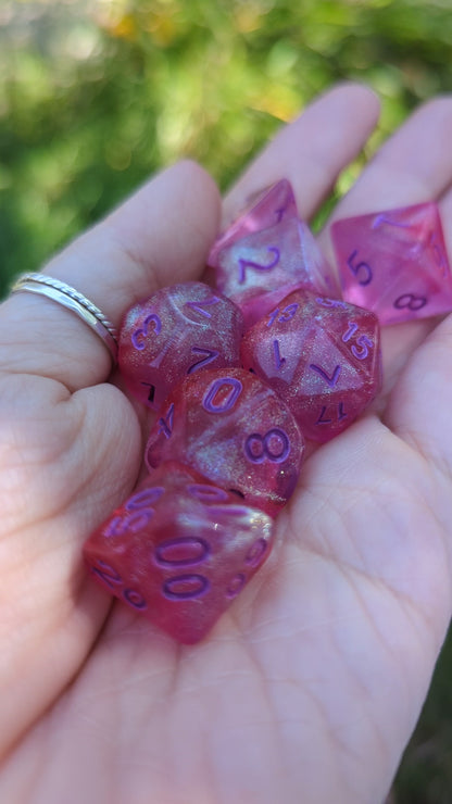 Cheshire Will O Wisp Dice Set. Glitter TTRPG Dice