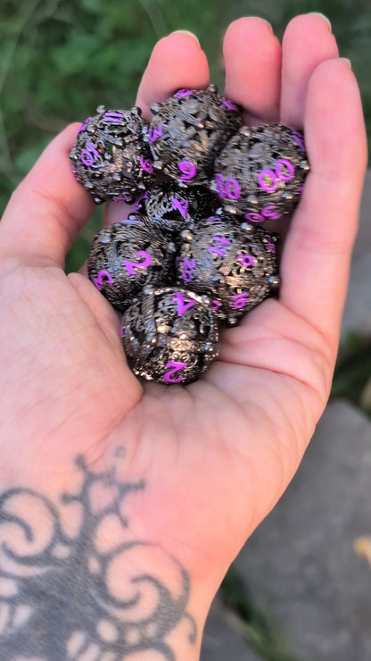 Metal Dice Set - Kraken Orb, 7-Piece Hollow Spheres