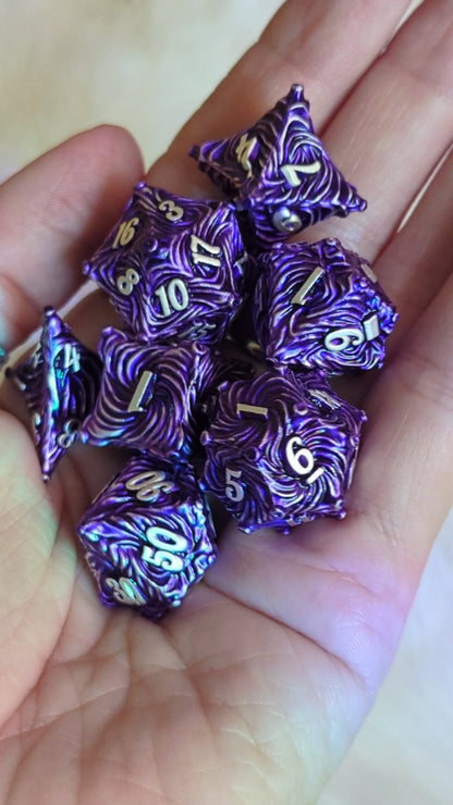 Enchanted Bark Metal Dice Set - Purple