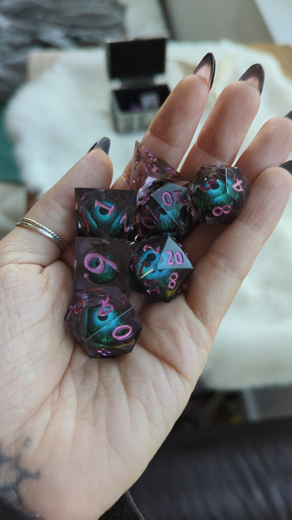 Mystic Eye Liquid Core Sharp Edge Dice Set