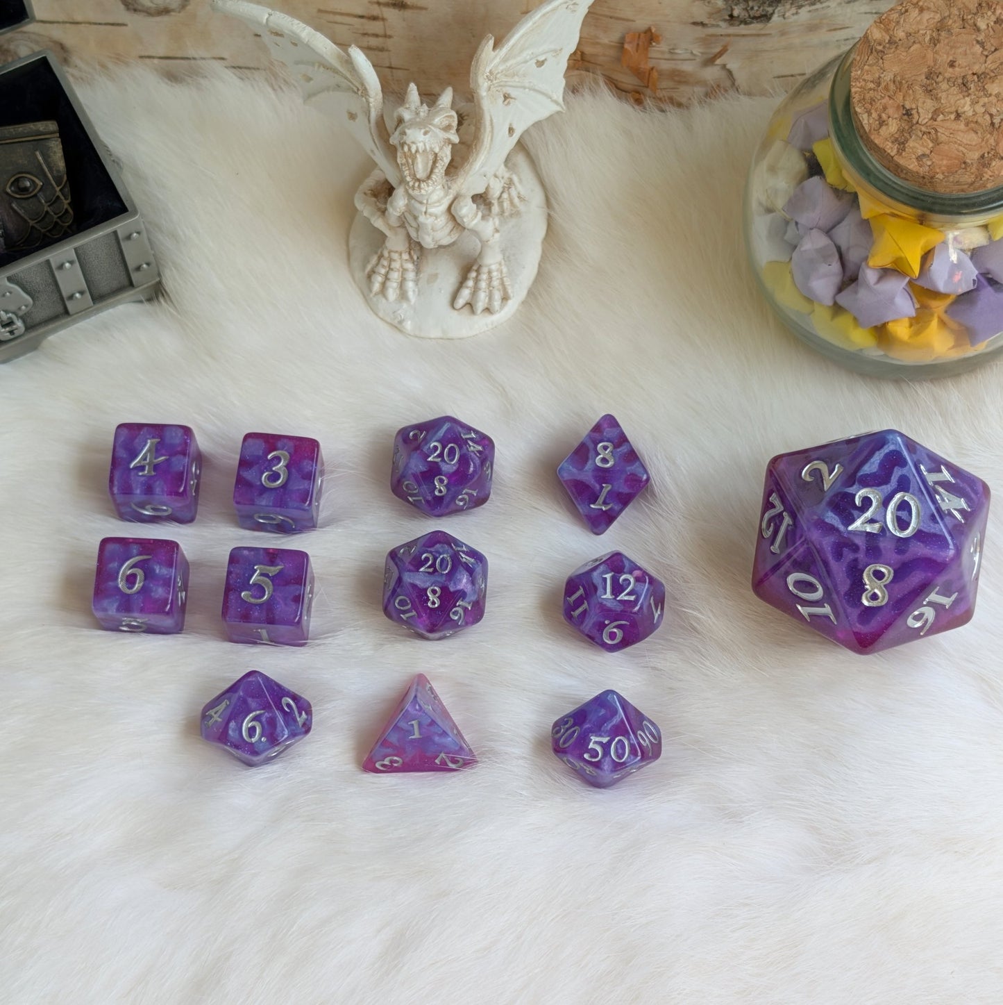 Witch Bolt - Fuchsia Purple Resin Dice Set (11-Piece)