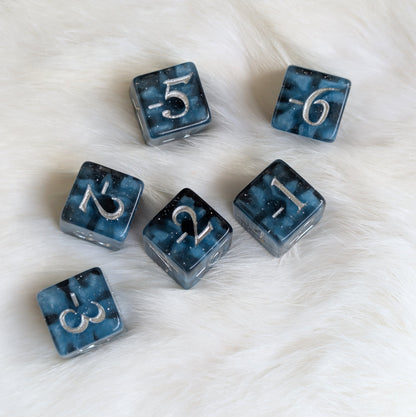 Mystic Mind - Black Blue 6 D6 Negative Counters