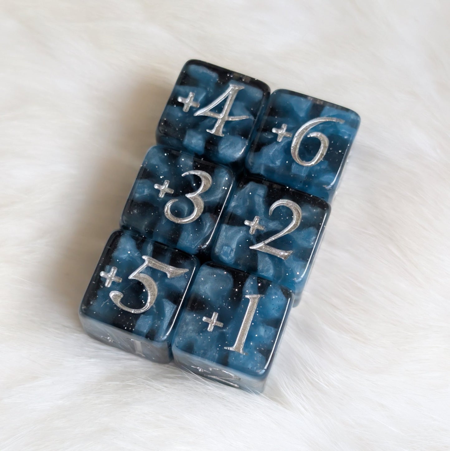 Mystic Mind - Black Blue 6 D6 Positive Counters