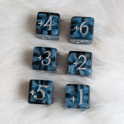 Mystic Mind - Black Blue 6 D6 Positive Counters