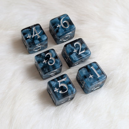 Mystic Mind - Black Blue 6 D6 Positive Counters