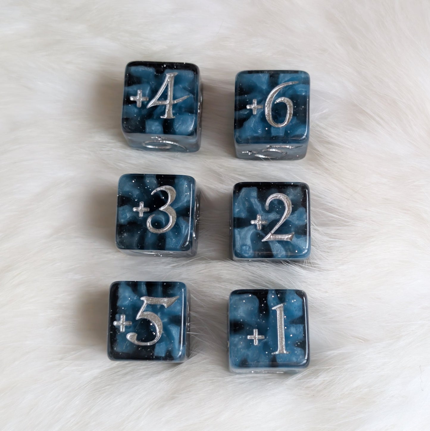 Mystic Mind - Black Blue 6 D6 Positive Counters