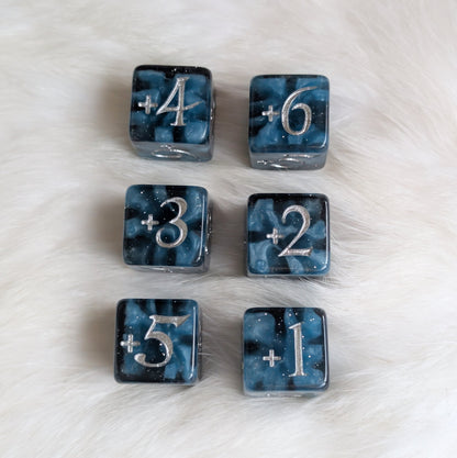 Mystic Mind - Black Blue 6 D6 Positive Counters