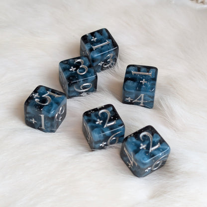 Mystic Mind - Black Blue 6 D6 Positive Counters
